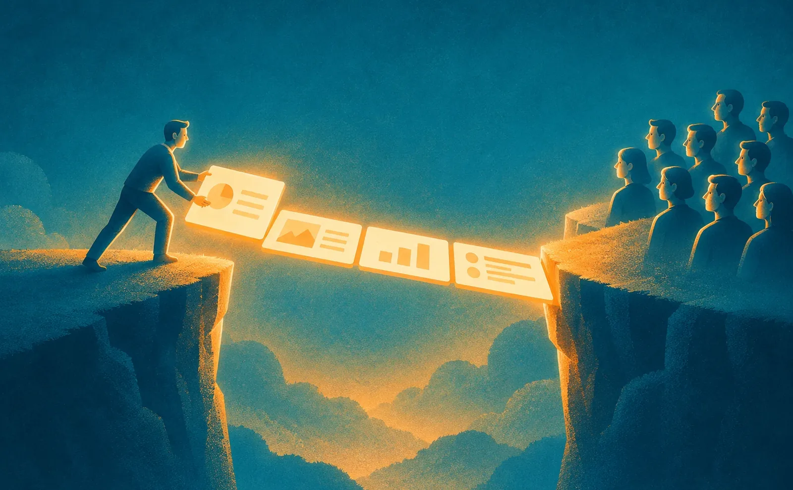 Two figures reaching toward each other across a slide, in the style of the Creation of Adam