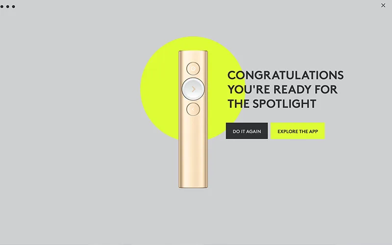 Setup screen of the Logitech Spotlight app